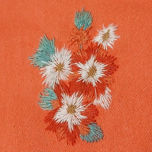 NWT DG2 Diane Gilman Pants Size 14 Petite Coral Capri Floral Embroidered Stretch - Picture 7 of 10